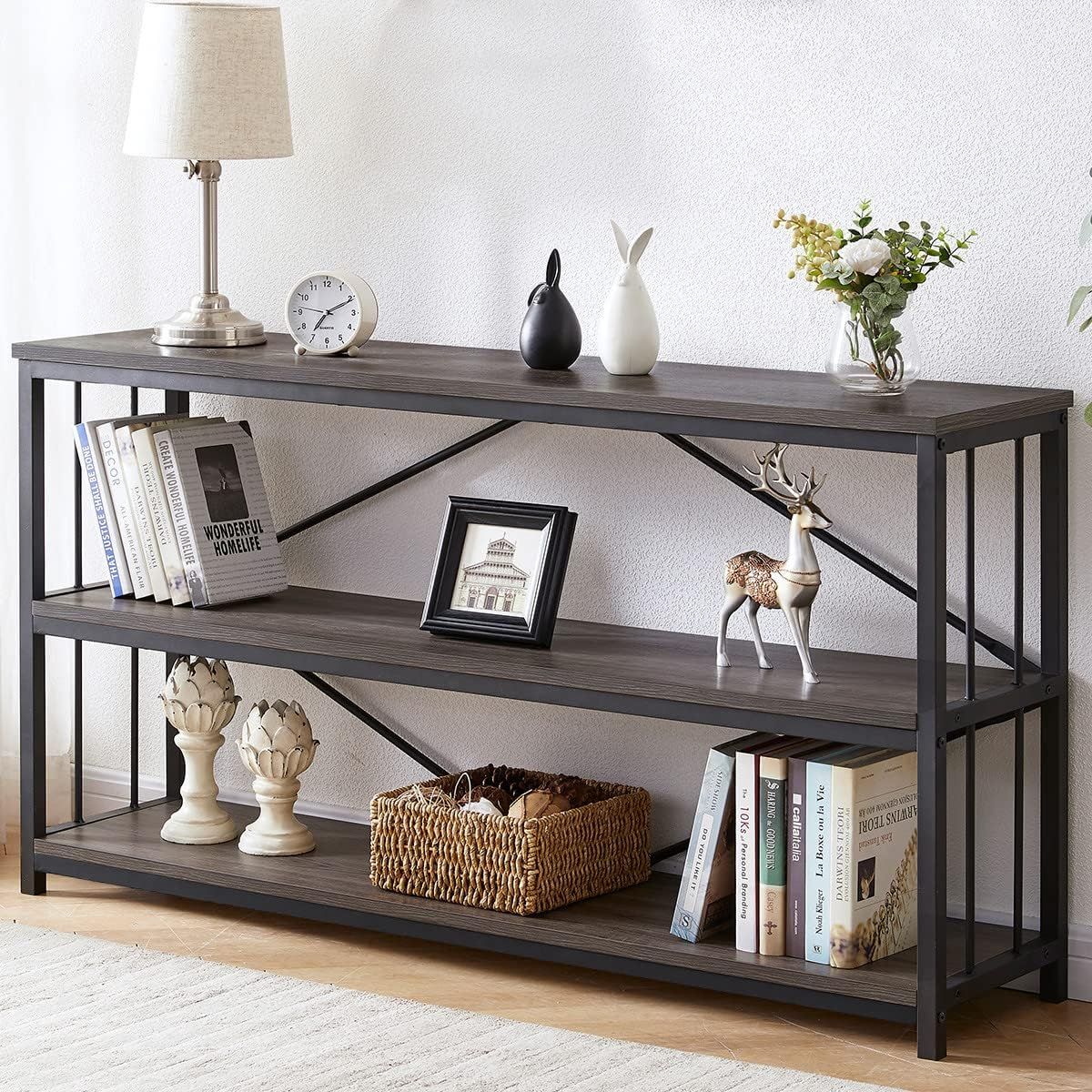 Amazon.com: Lvb Industrial Console Table, Metal And Wood Sofa Table ... with Understanding the Craftsmanship Behind the Black Industrial Console Table