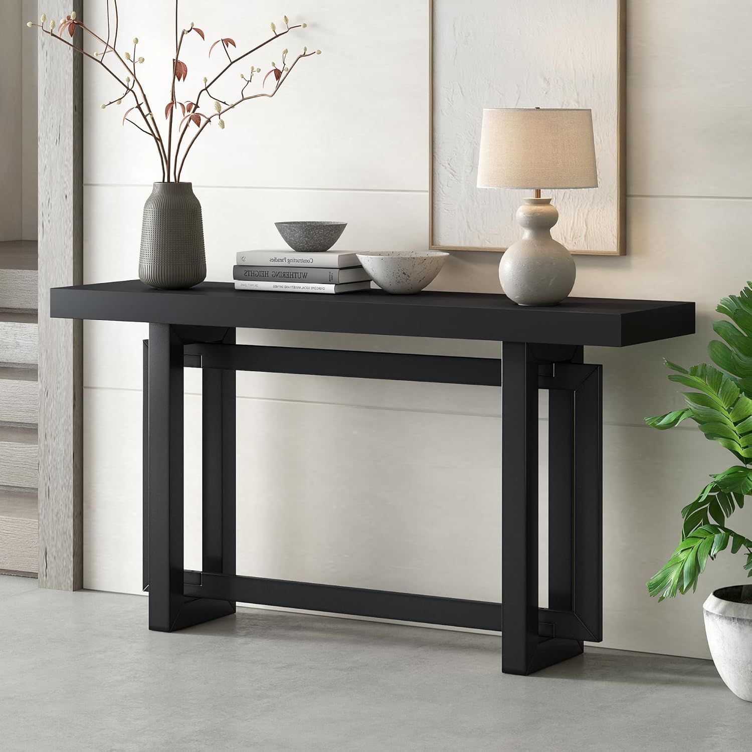 Amazon.com - Modern Console Table Sofa Table With Industrial-Inspired ... intended for How to Choose the Perfect Black Console Table for Your Living Space