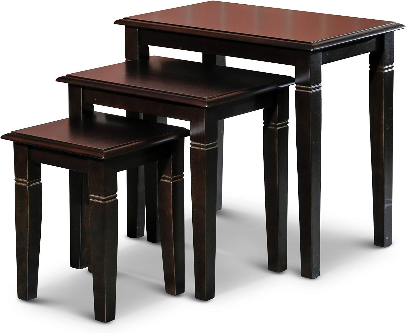 Amazon.com: Pemberly Row 3-Piece Rectangular Top Solid Wood Nesting Tables In Antique Walnut ... within How Pemberly Row Nesting Tables Elevate Room Design