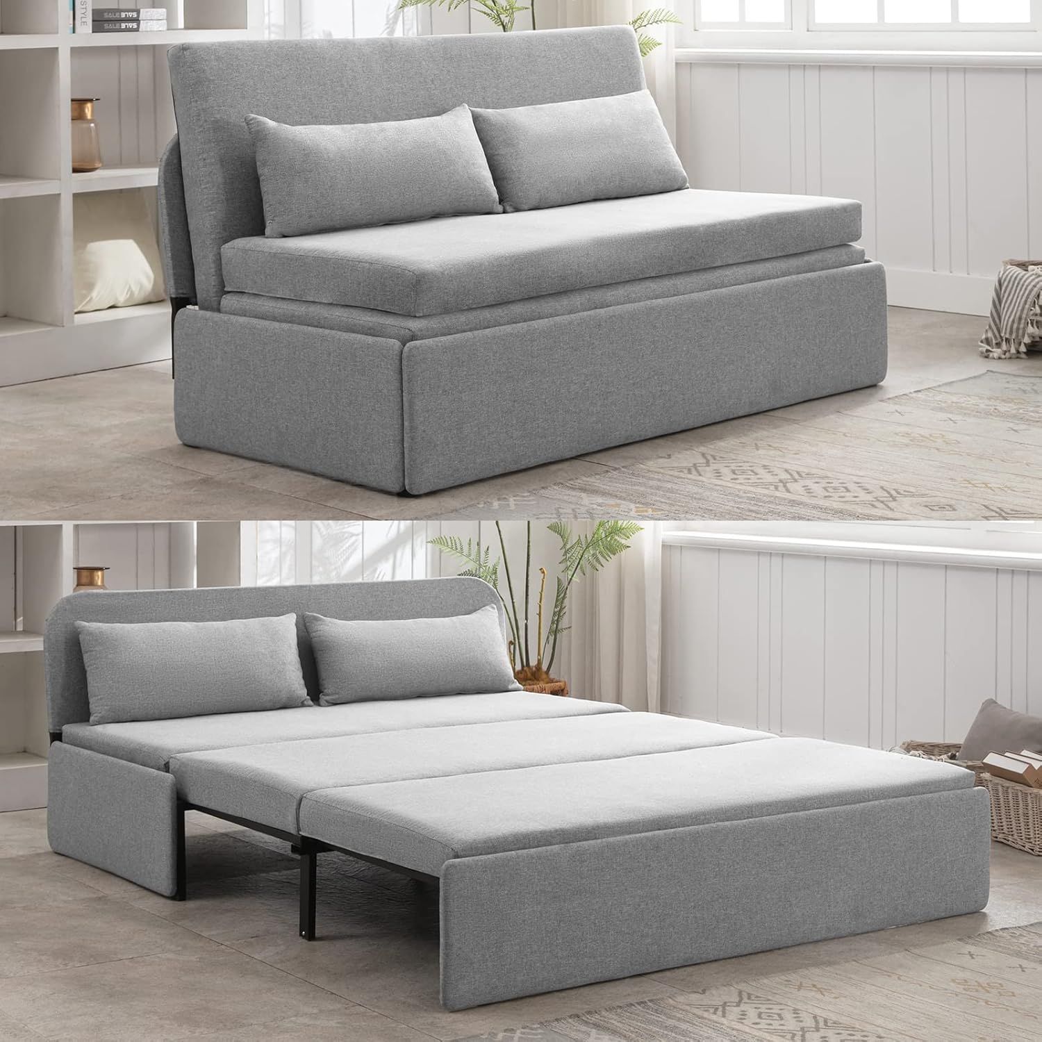 Amazon.com: Puremind Queen Size Pull Out Sofa Bed, Linen Convertible ... with Exploring the Versatility of Pull-Out Mattress Sofa Bed Configurations