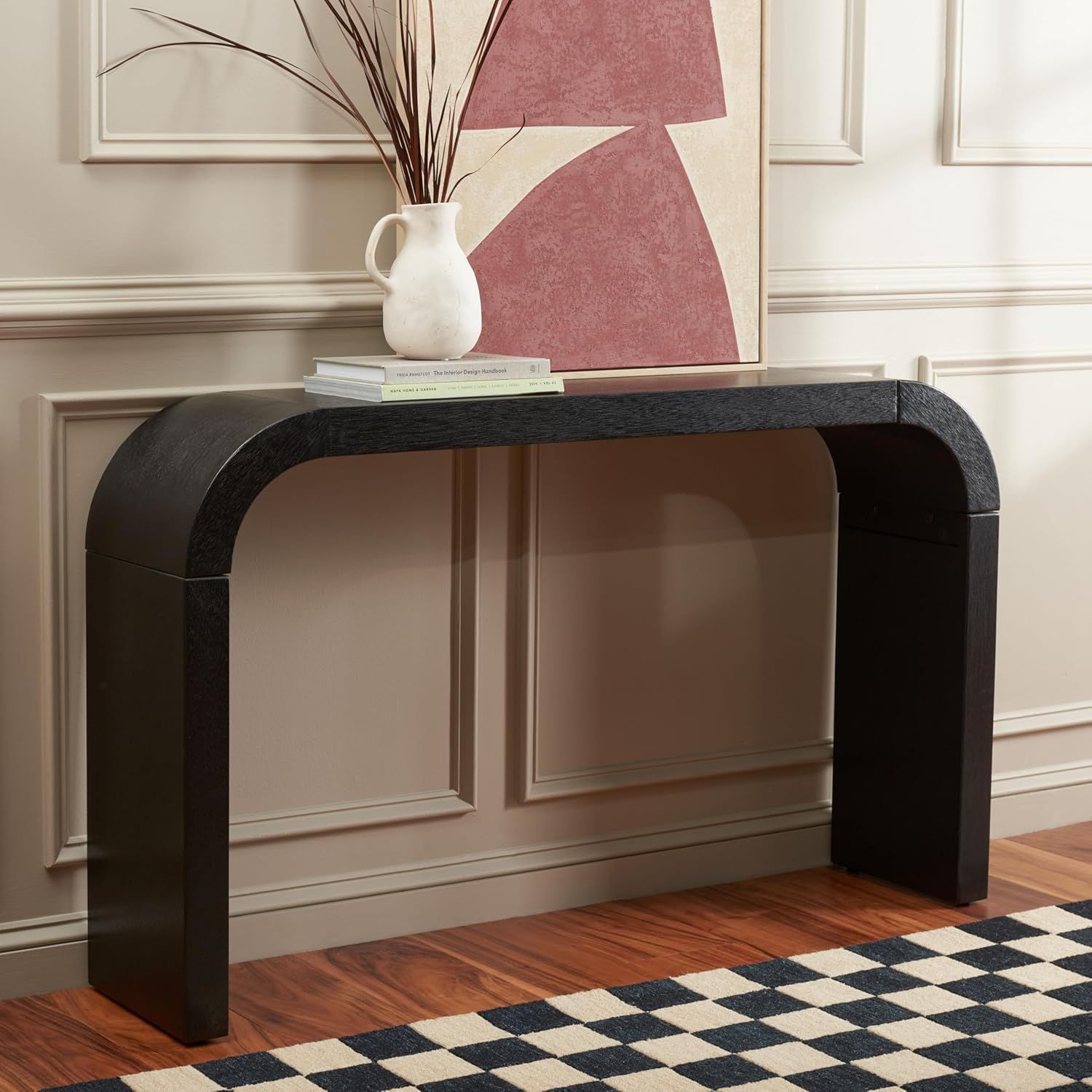 Amazon.com: Safavieh Home Collection Liasonya Black Waterfall Curved ... pertaining to The Evolution of Black Wood Furniture in Contemporary Homes