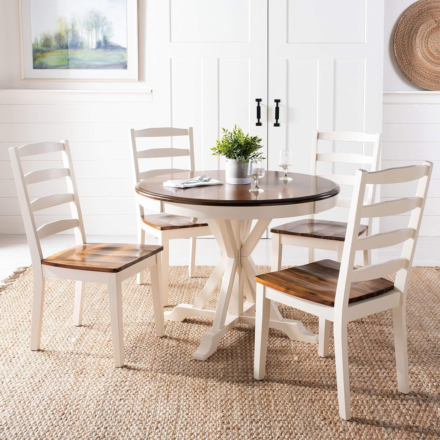Amazon.com - Safavieh Home Shay White And Natural 5-Piece Dining Set ... throughout The evolution of Safavieh Hailee dining sets from classic to contemporary styles
