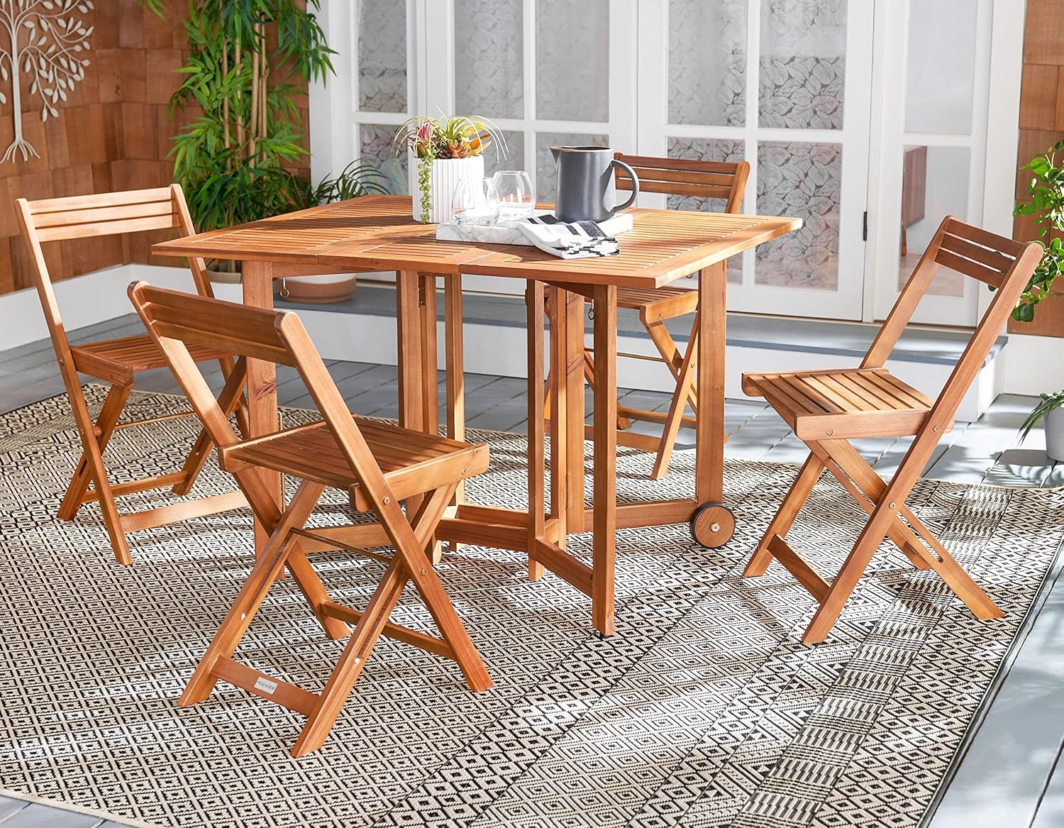 Amazon.com: Safavieh Outdoor Living Collection Arvin 5-Piece Dining Set ... with regard to Making the Most of Every Meal with the Safavieh Arvin 5-Piece Set
