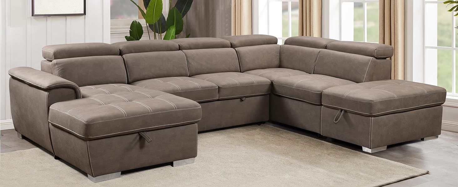 Amazon.com: Thsuper 104'' Microfiber L Shaped Sectional Sleeper Sofa ... inside The Art of Creating Versatile Seating That Transforms Throughout the Day