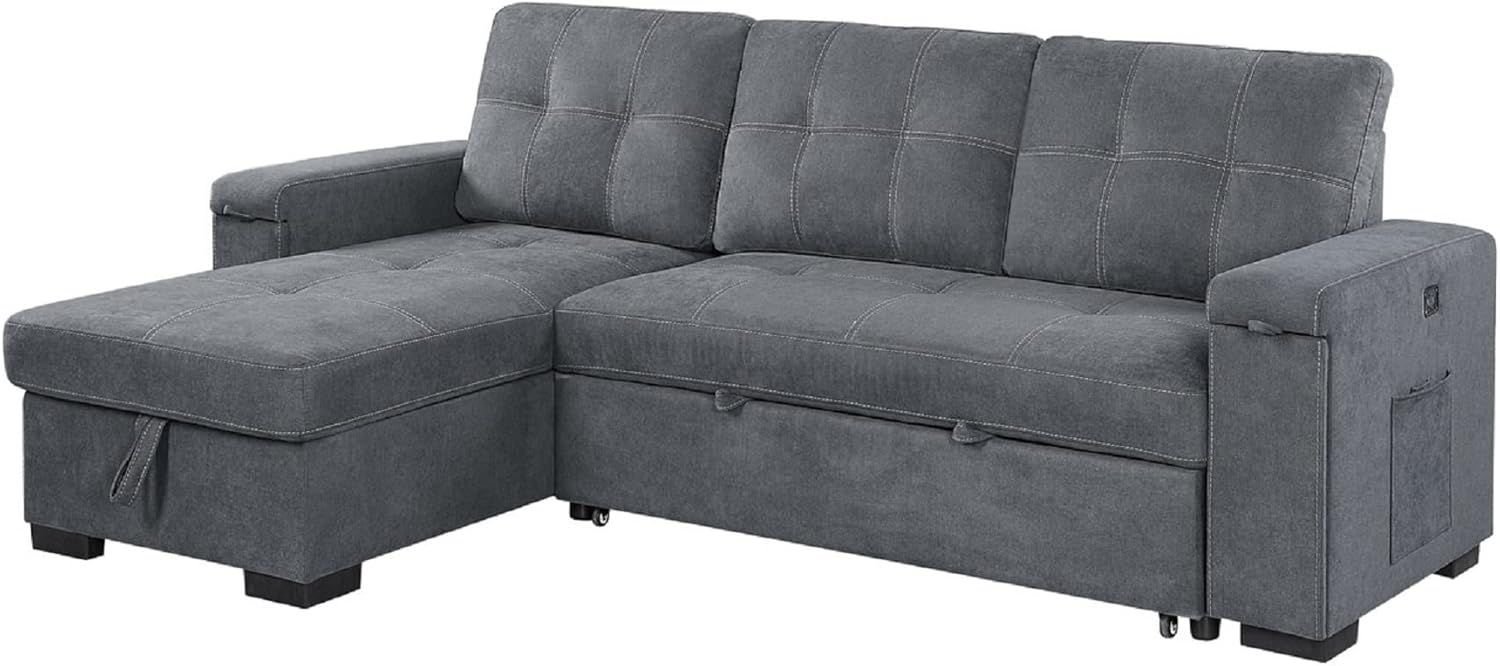 Amazon.com: Tipton Reversible Sleeper Sectional Sofa With Storage ... in Colton Dark Gray Woven Reversible Sleeper Sectional Sofa With Storage Chaise