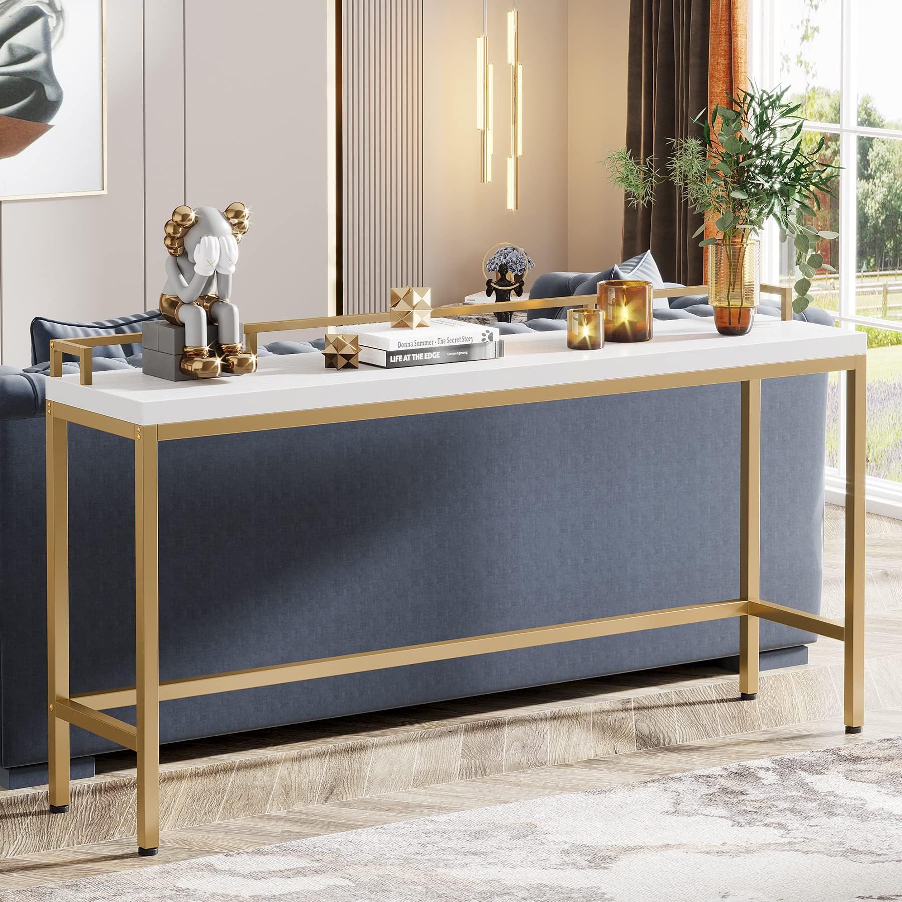 Amazon.com: Uttermost Hayley 60" Wide Glass And Gold Console Table : Home & Kitchen inside Uttermost 24685 Hayley - 60 Inch Console Table