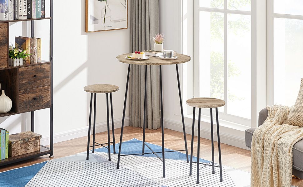 Amazon.com - Vecelo 3-Piece Table Sets, Round Bistro Pub Furniture And ... regarding 3-Piece Table Set
