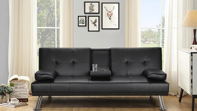 Amazon.com: Vidaxl Sofa Bed With Two Pillows Artificial Leather ... with Choosing the right convertible sofa for your home layout