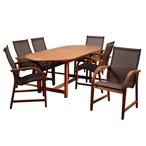 Amazonia Acai 7 Piece Eucalyptus Extendable Rectangular Dining Set With ... with Transforming Your Patio Effortless Setup of a 7-Piece Eucalyptus Dining Set