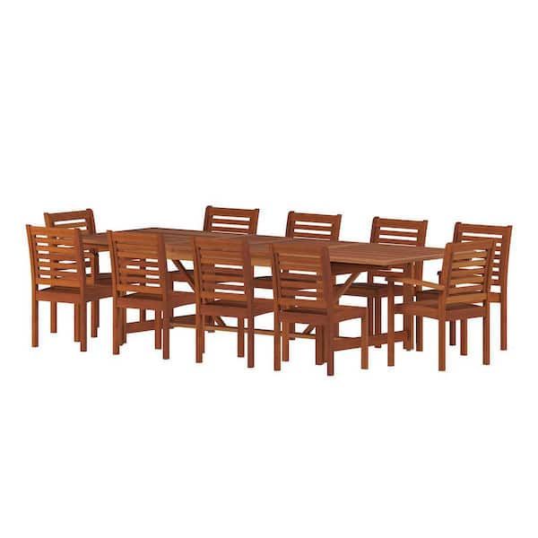 Amazonia Turner 11-Piece Eucalyptus Extendable Rectangular Patio Dining ... regarding Affleck 11-Piece Eucalyptus Extendable Rectangular Patio Dining Set, Teak Finish