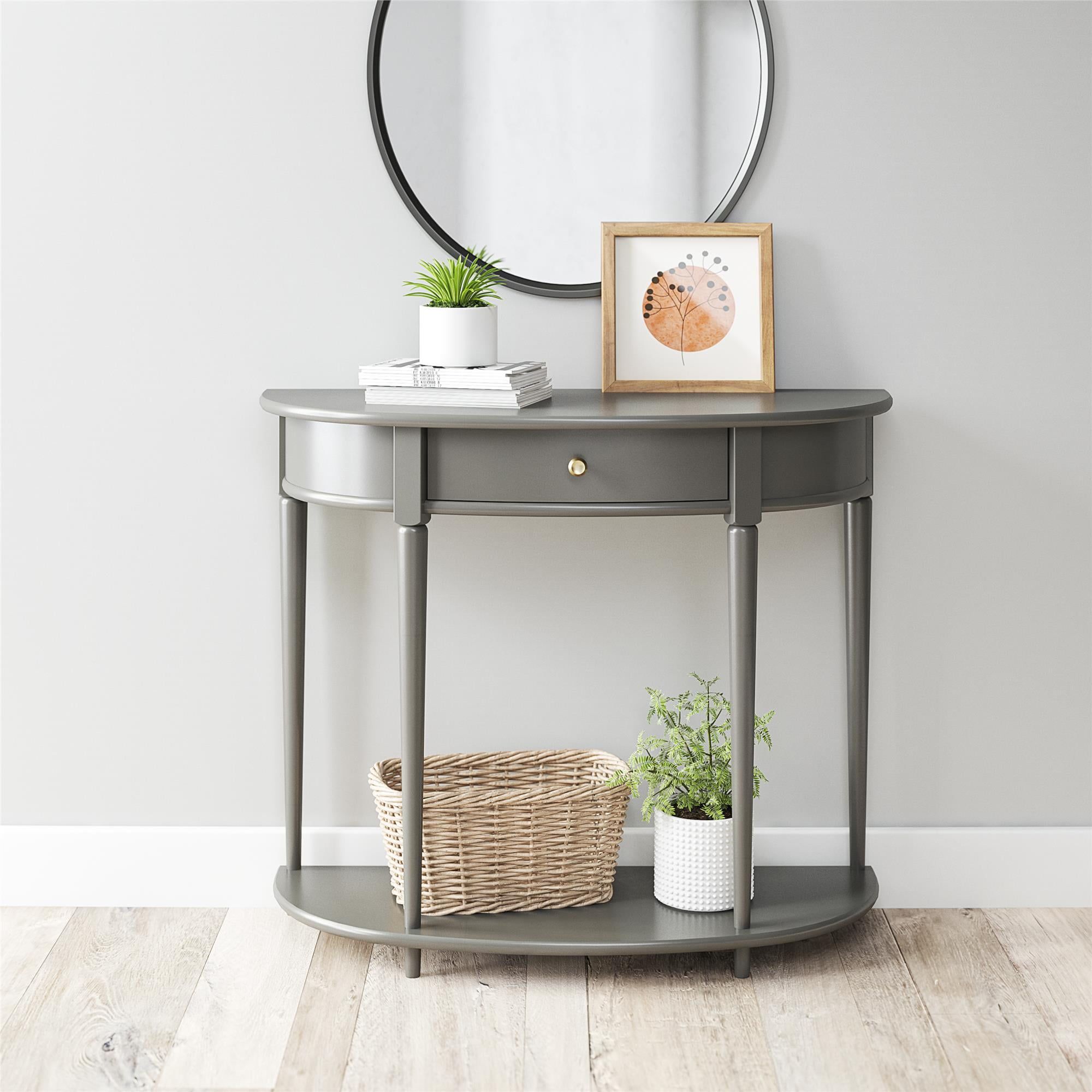 Ameriwood Home Abbie Half-Moon Console Table, Gray - Walmart.com within Half Moon Console Table With Gray Base