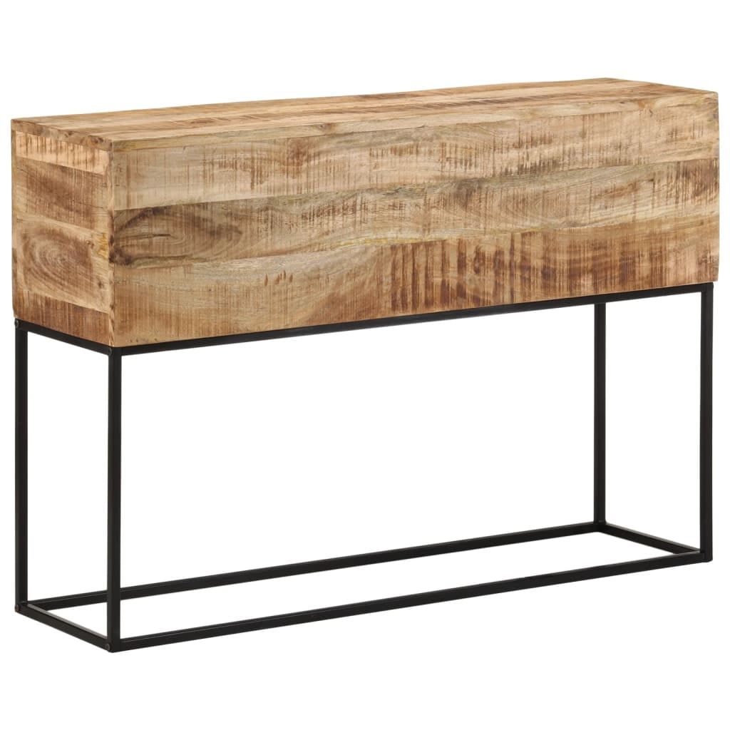 Ammoon Console Table Solid Wood Rough Mango And Iron 43.3X11.8X29.5 ... within Caring for Your Solid Teak Console Table Tips for Longevity