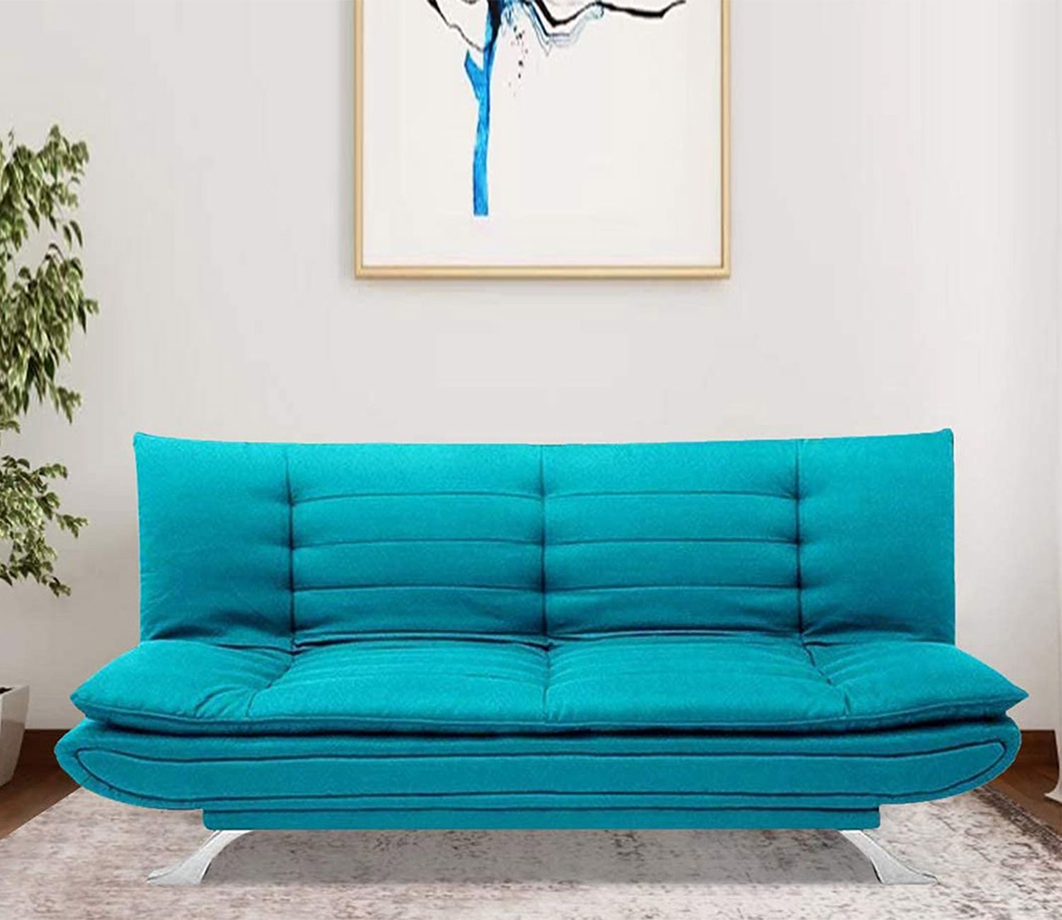 Aqua Blue Sofa Set | Baci Living Room in Transforming Small Spaces The Aqua Blue Tufted Sofa Bed for Urban Dwellers