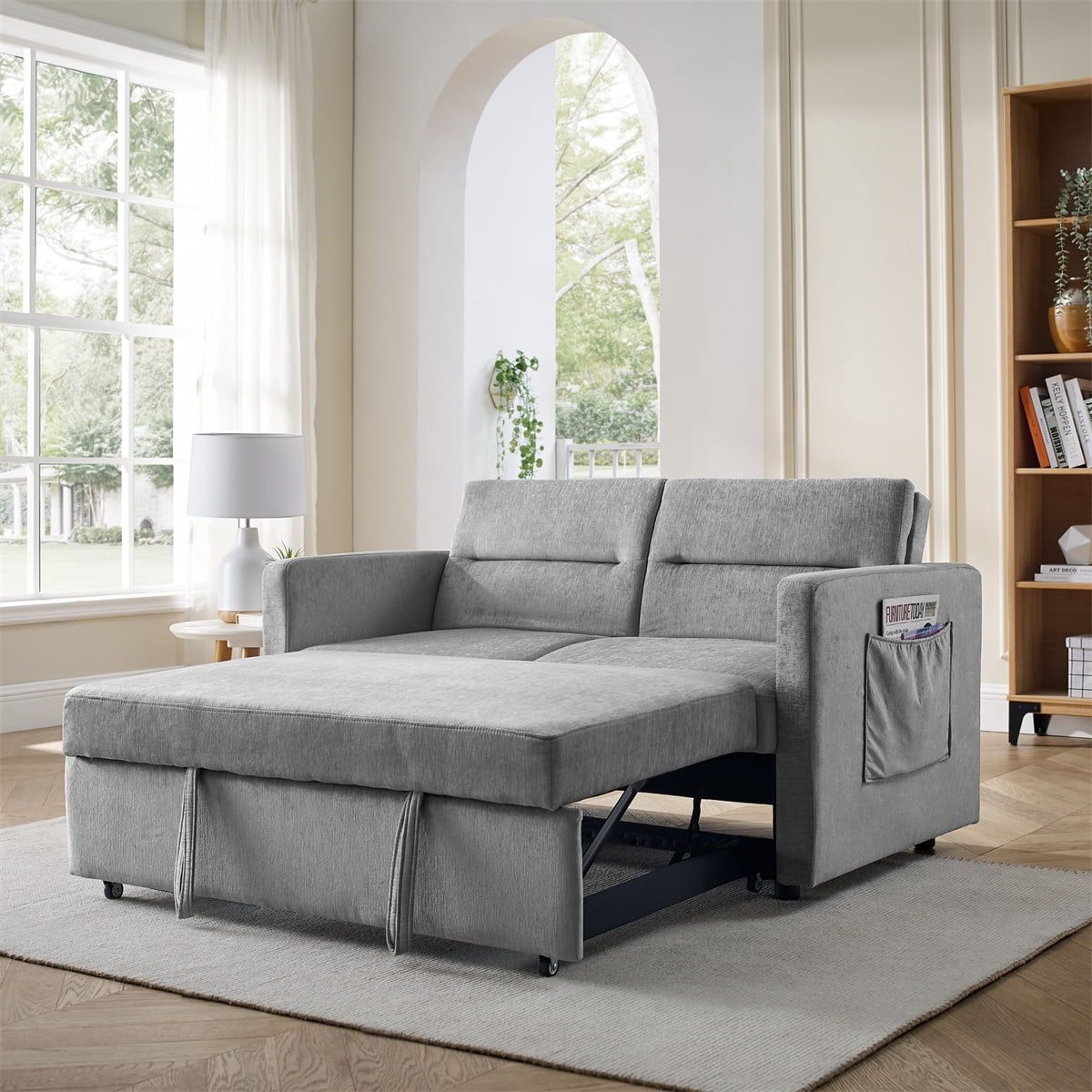 Arcticscorpion Modern Chenille Convertible Loveseat Sofa Bed, Gray ... inside The Art of Choosing the Right Pillow Set for Your Home Décor