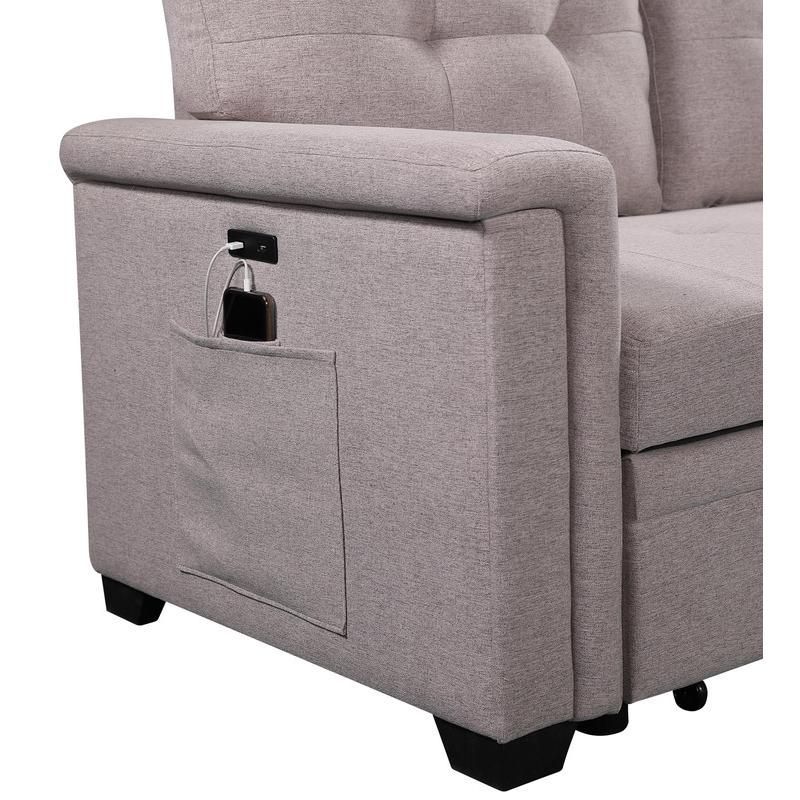 Ashlyn Light Gray Reversible Sleeper Sectional Sofa With Storage Chaise ... for Ashlyn Light Gray Reversible Sleeper Sectional Sofa With Storage Chaise, Usb...