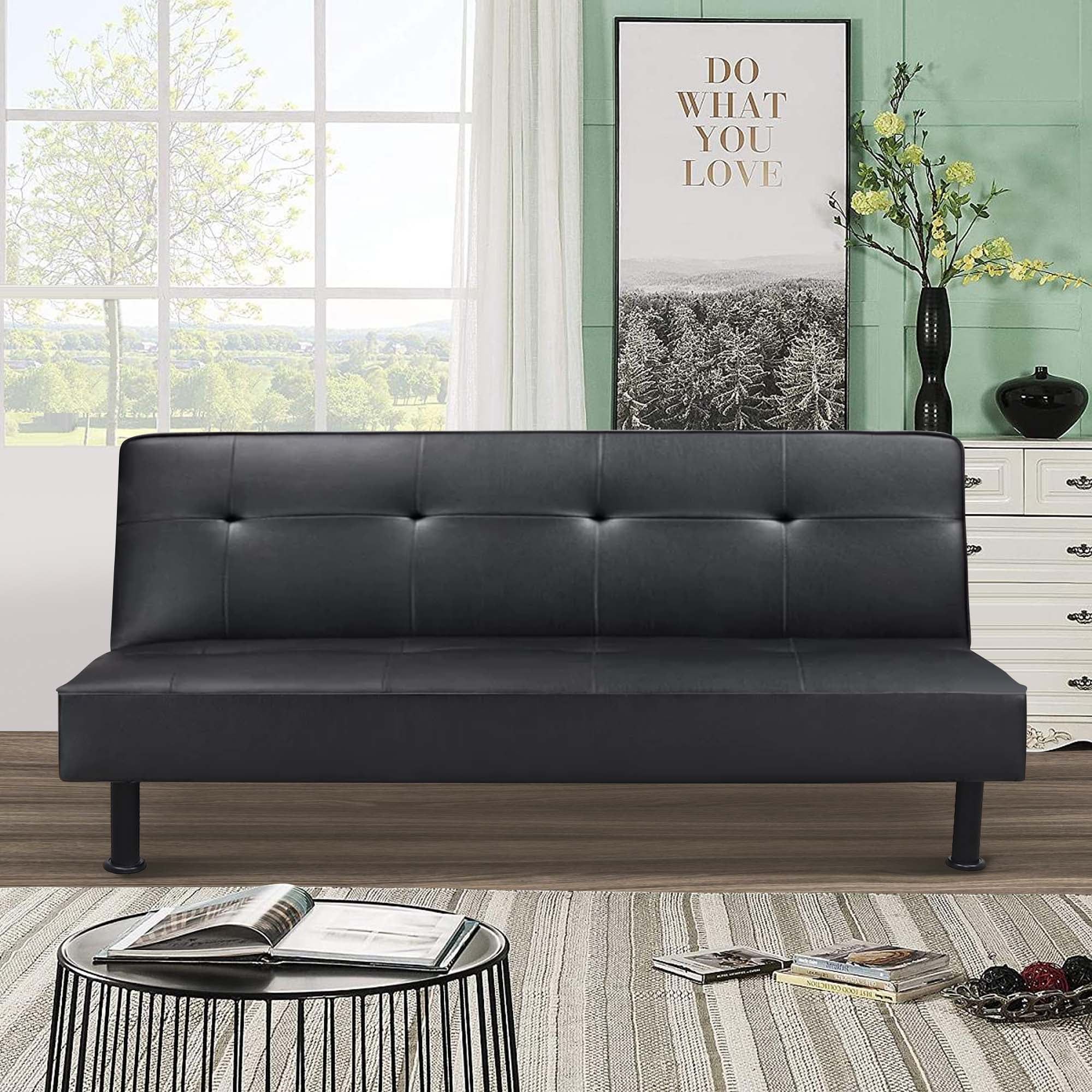 Aukfa Studio Futon Convertible Sofa Bed, Tufted Back, Leather, Black ... with The Art of Choosing Your Perfect Black Tufted Sofa Bed