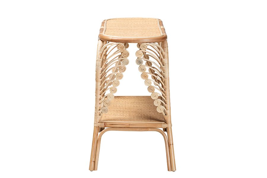 Bali & Pari Bastet Modern Bohemian Natural Brown Rattan 2-Tier Console ... inside From Entry to Living Room Versatile Uses for Your Bastet Console Table