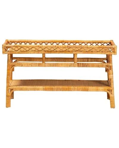 Baxton Studio Savitri Modern Bohemian Rattan 2-Tier Console Table In ... within Baxton Studio Bastet Modern Bohemian Natural Brown Rattan 2-Tier Console Table