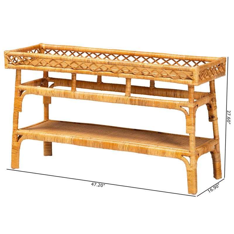 Bayou Breeze Bali & Pari Savitri Modern Bohemian Natural Rattan 2-Tier ... with Mastering the Art of Decorating with the Boho Rattan 2-Tier Console Table