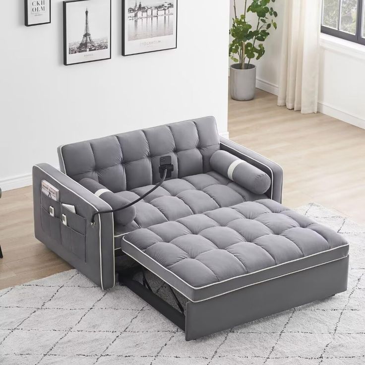 Bearden Creations 3 In 1 Convertible Sleeper Sofa Couch Bed, Velvet ... pertaining to How Tufted Back Upholstery Enhances Sleep Comfort