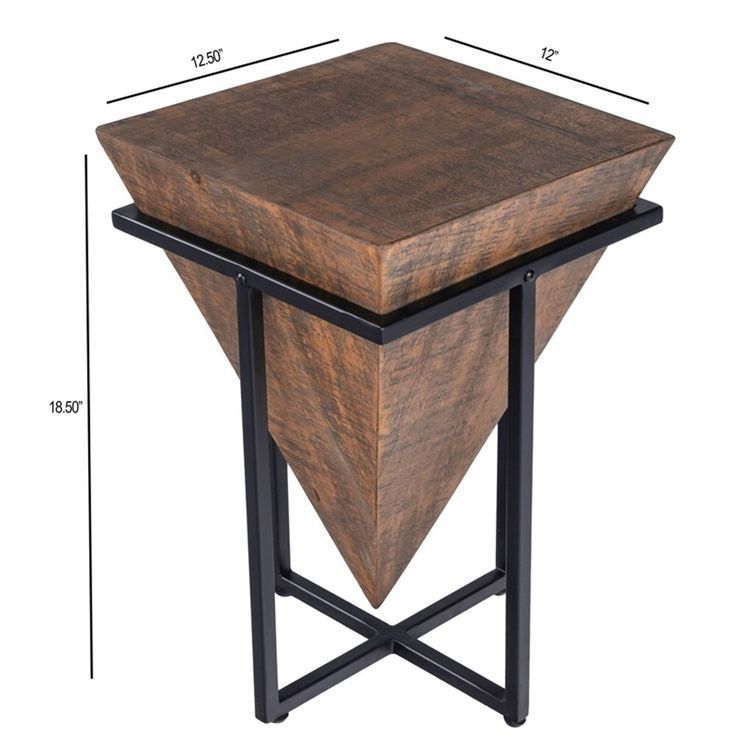 Beaumont Lane Rustic Industrial Wood And Metal Accent Table In Brown ... pertaining to Marsh Wood And Metal Accent Table Set, Rustic Brown 2 Piece
