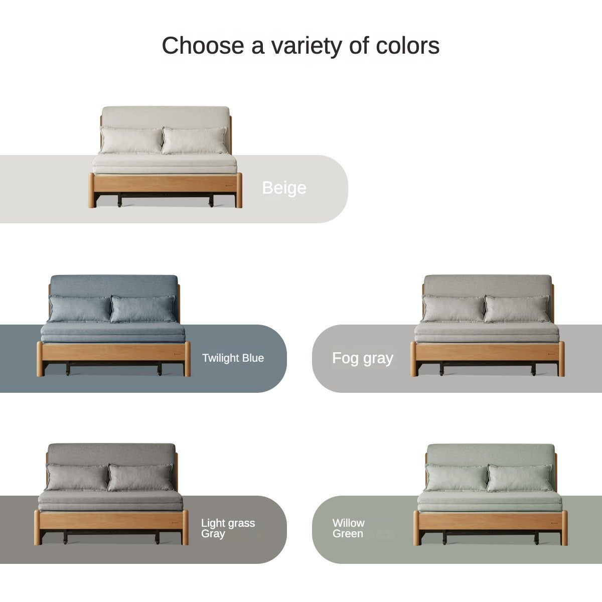 Beech, Birch Solid Wood Sofa Bed, Sleeper Sofa for Understanding the Dimensions of Comfort Beech Walnut 61x33-78.1x30.3