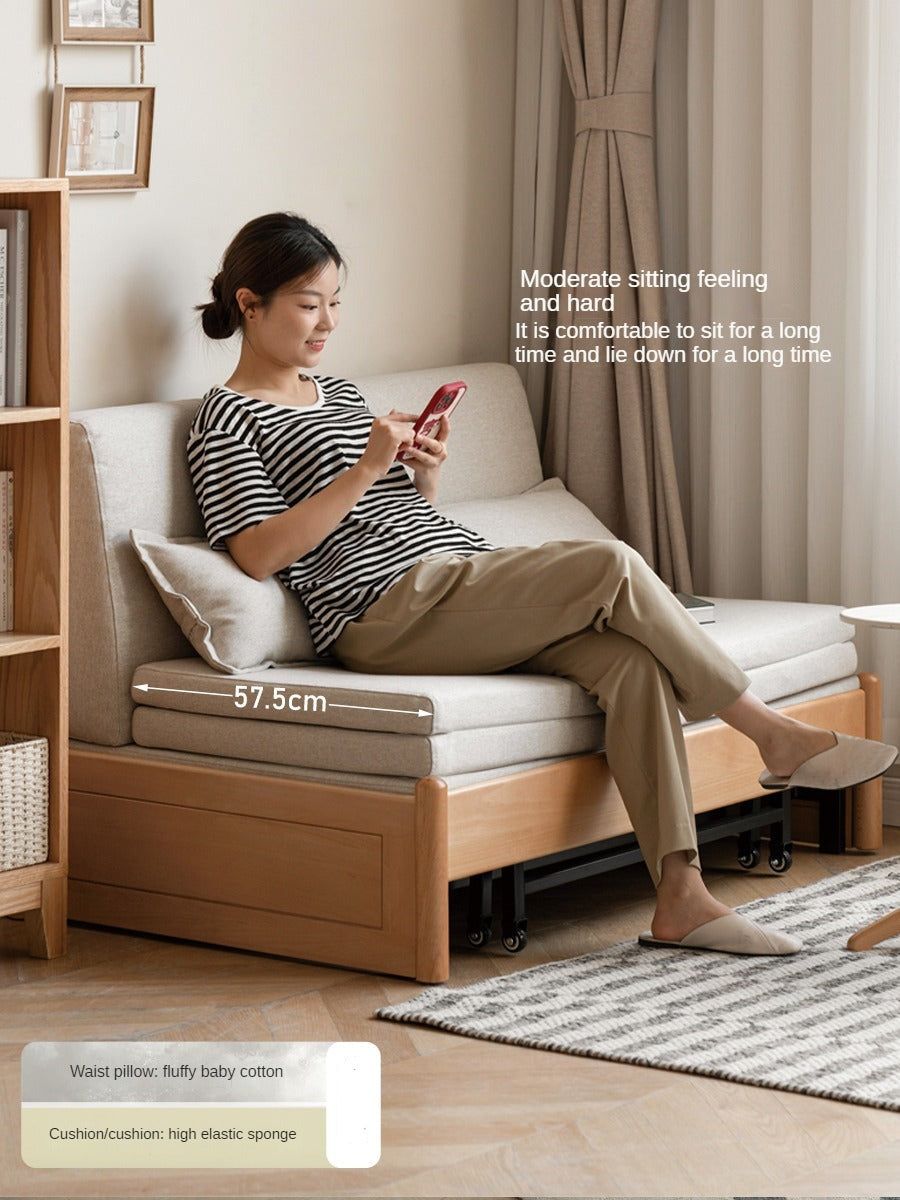 Beech, Birch Solid Wood Sofa Bed, Sleeper Sofa intended for Understanding the Dimensions of Comfort Beech Walnut 61x33-78.1x30.3