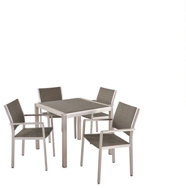 Bennington Patio 4-Seater Aluminum Dining Set With Tempered Glass Table ... intended for Bennington Patio 4-Seater Aluminum Dining Set With Tempered Glass Table Top, Tempered Glass