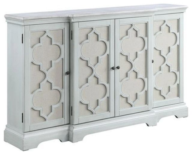 Benzara Bm273236 4 Door Buffet Cabinet Console Table, Quatrefoil ... inside Benzara Bm272125 Katherine 52" Console Sideboard Buffet, White