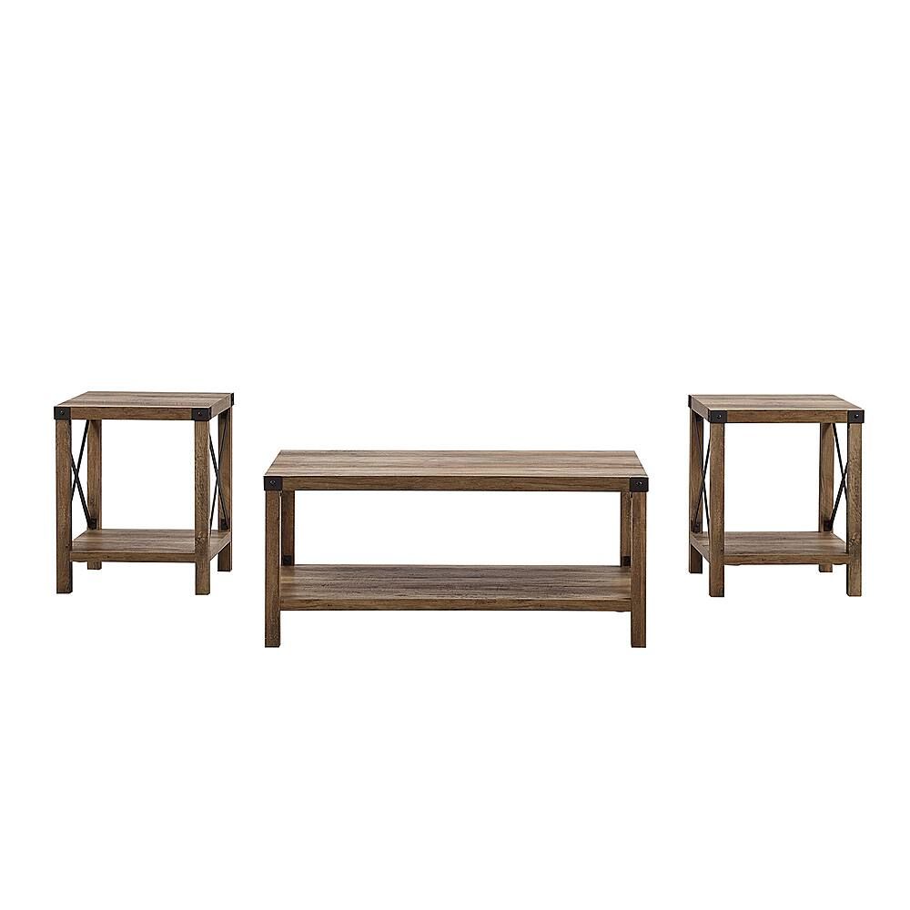 Best Buy: Walker Edison 3-Piece Rustic Wood And Metal Accent Table Set ... intended for Transforming Small Spaces with the Elegant Simplicity of Rustic Accent Tables