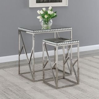 Betsy 2-Piece Mirrored Stainless Steel Nesting Tables Silver - Bed Bath ... in Nimble Stainless Steel Nesting Table, Silver