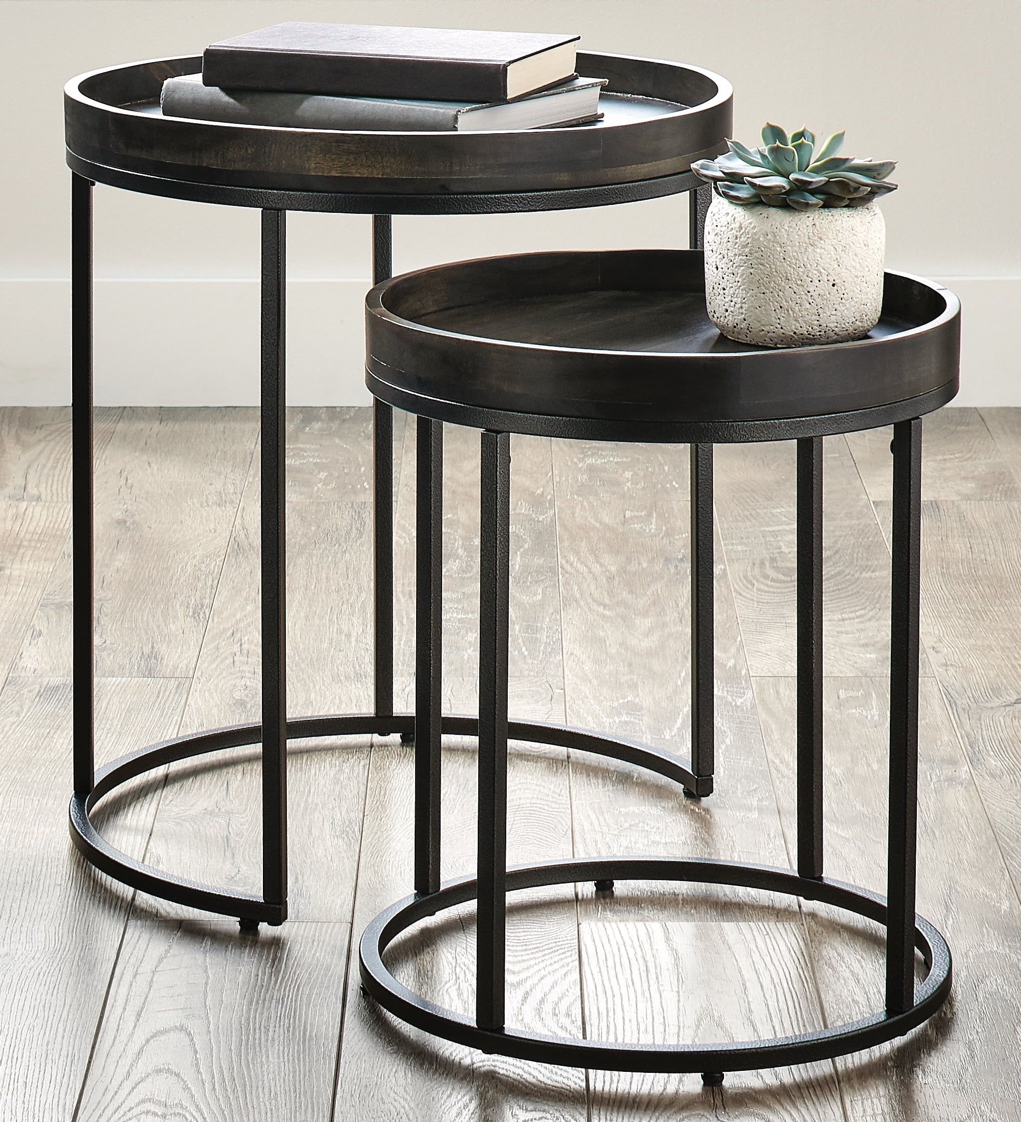 Better Homes & Gardens Tray Top Nesting Tables, Set Of 2, Dark Walnut ... with regard to A Closer Look at the Domini Nesting Round Cocktail Tables 2-Piece Set