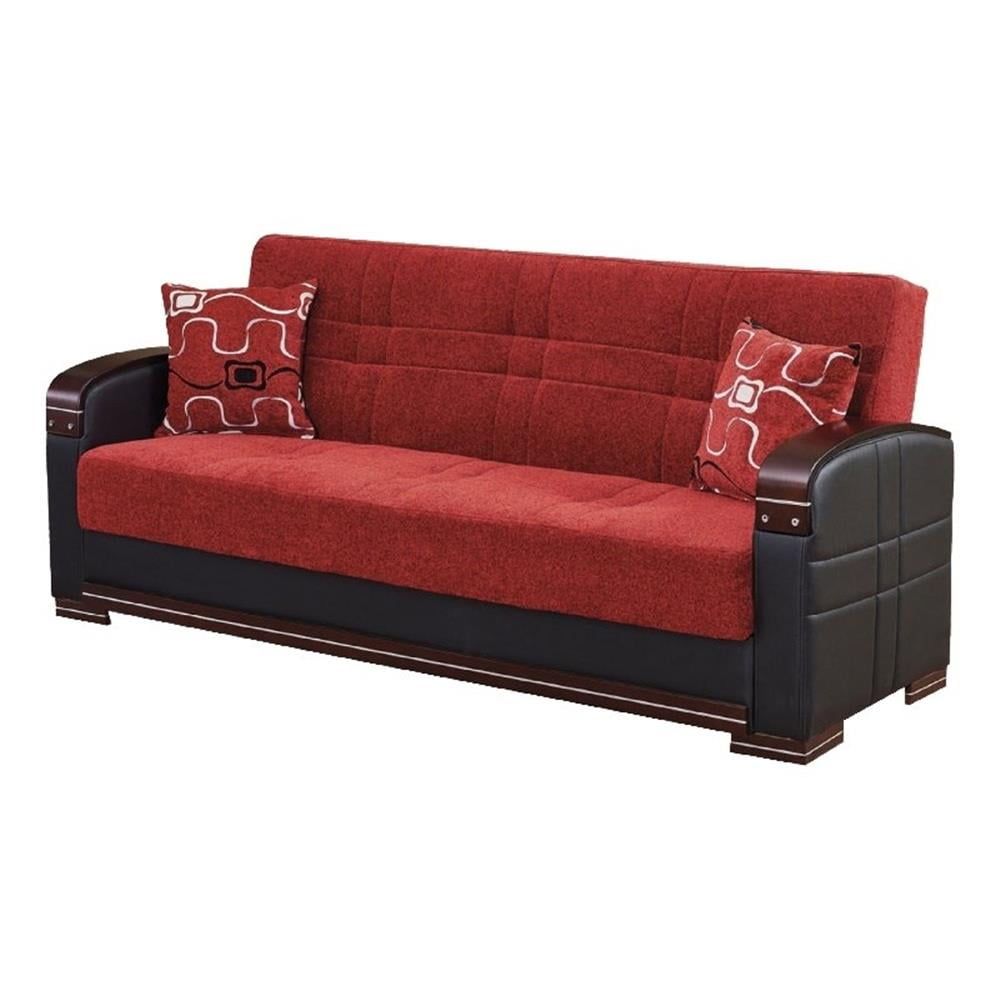 Beyan Signature Indiana 89&amp;quot; Chenille Convertible Sleeper Sofa In Red ... pertaining to Beyan Signature Rochester 87&amp;quot; Chenille Convertible Sleeper Sofa In Light Brown