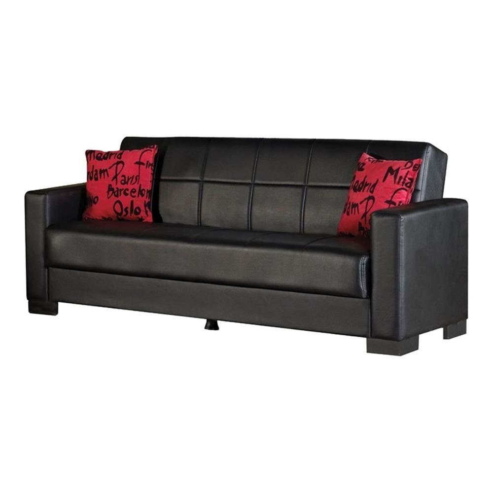 Beyan Signature Vermont 84" Faux Leather Convertible Sleeper Sofa In ... inside Beyan Signature Vermont 63" Faux Leather Convertible Sleeper Loveseat In Black