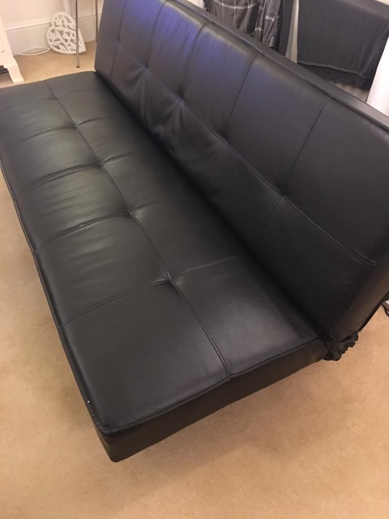 Black Faux Leather Click Clack Sofa Bed | In Fareham, Hampshire | Gumtree with regard to Escher Click-Clack Sofa, Black