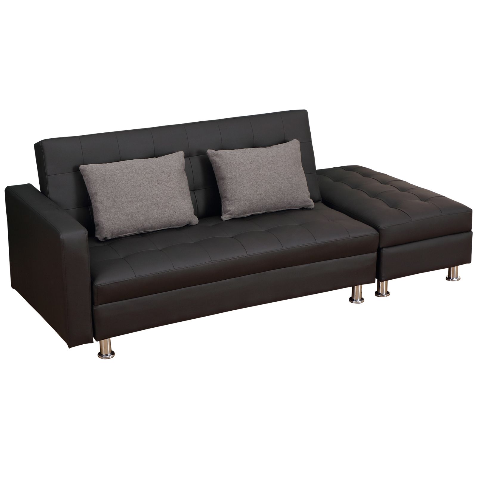 Black Faux Leather Sleeper Sofa | Baci Living Room inside Beyan Signature Halifax 75" Faux Leather Convertible Sleeper Sofa In Black