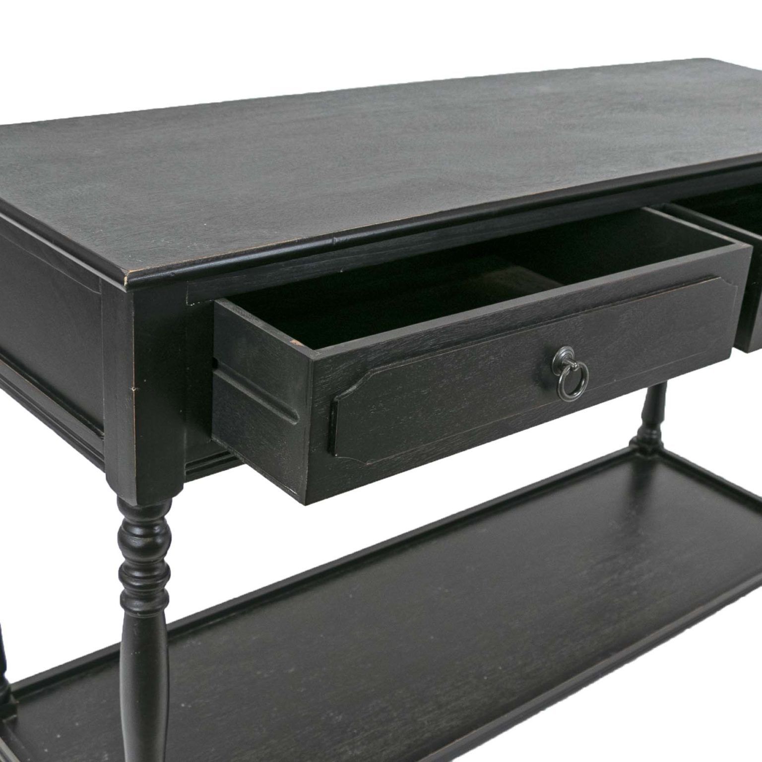 Black Finish Two Drawer Console Table With Lower Shelf | Grandview ... intended for The Versatile Valentine Console Table Black Discover Its Potential
