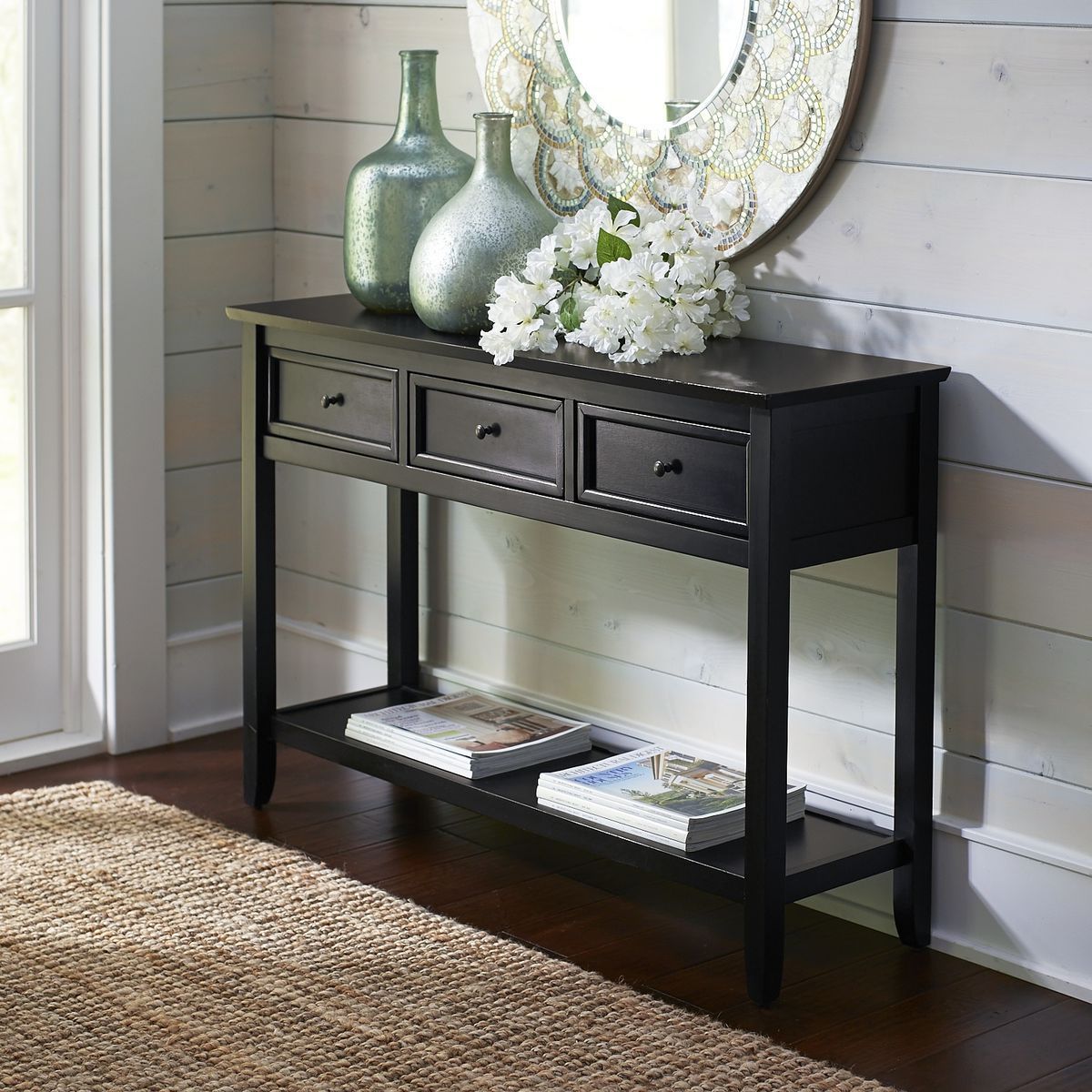 Black Modern Console Sofa Table At Gerald Black Blog regarding Modern 46&amp;quot; Wide 2-Drawer Console Table, Black