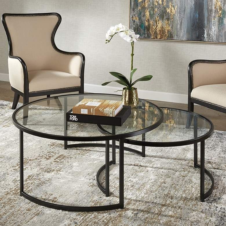 Black Nesting Coffee Tables - Designer Picks & Photos with regard to Exploring the Structural Innovation of Fluted Glass in Nested Coffee Table Designs