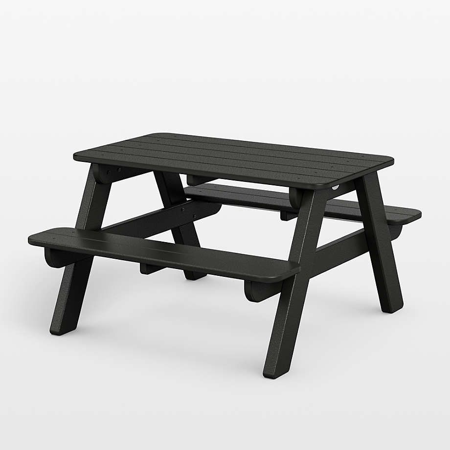 Black Outdoor Kids Picnic Table By Polywood + Reviews | Crate & Kids regarding Polywood Kids Picnic Table, Slate Gray