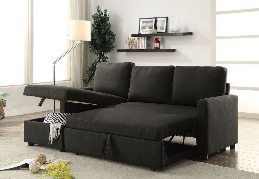 Black Sleeper Sofa With Chaise | Cabinets Matttroy pertaining to Kaden Fabric Sleeper Sectional Sofa, Black