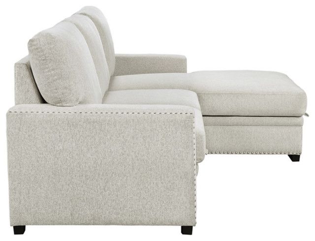 Bowery Hill 2-Piece Contemporary Fabric Sectional With Right Chaise In ... in Bowery Hill 2-Piece Contemporary Fabric Sectional With Right Chaise In Beige