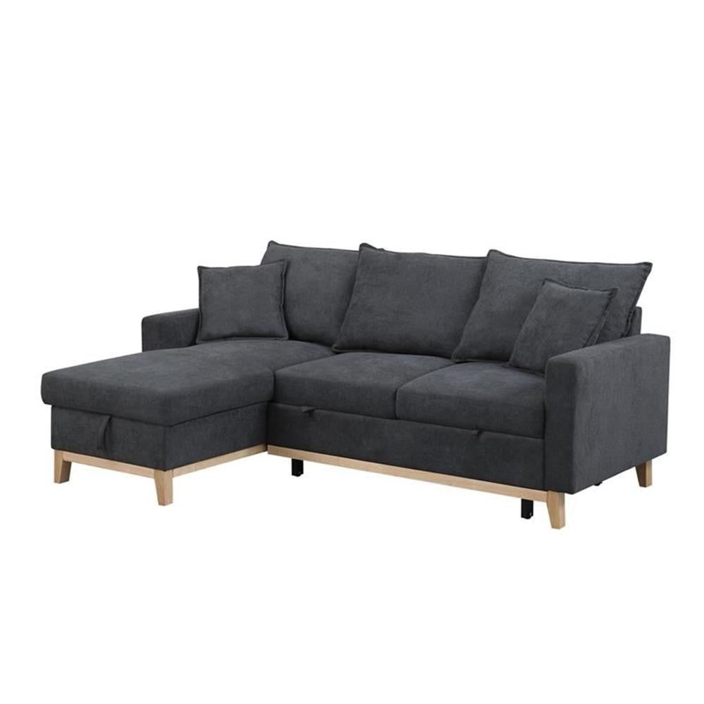 Bowery Hill Dark Gray Fabric Reversible Sleeper Sectional With Storage ... in Bowery Hill Fabric Gray Reversible Sleeper Sofa Storage Chaise With Usb Ports