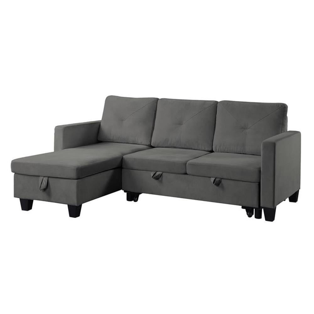 Bowery Hill Dark Gray Velvet Reversible Sleeper Sectional With Storage ... with regard to Understanding the Versatility of Ivy Dark Gray Velvet Reversible Sleeper Sectional Sofa With Storage Chaise