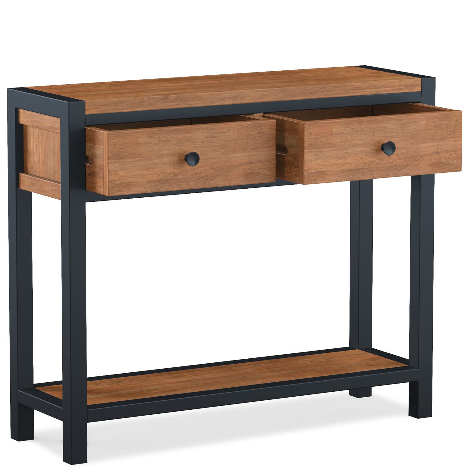 Brooklyn Industrial 2 Drawer Console Table - Oak And Pine Online in Modern 46&amp;quot; Wide 2-Drawer Console Table, Black