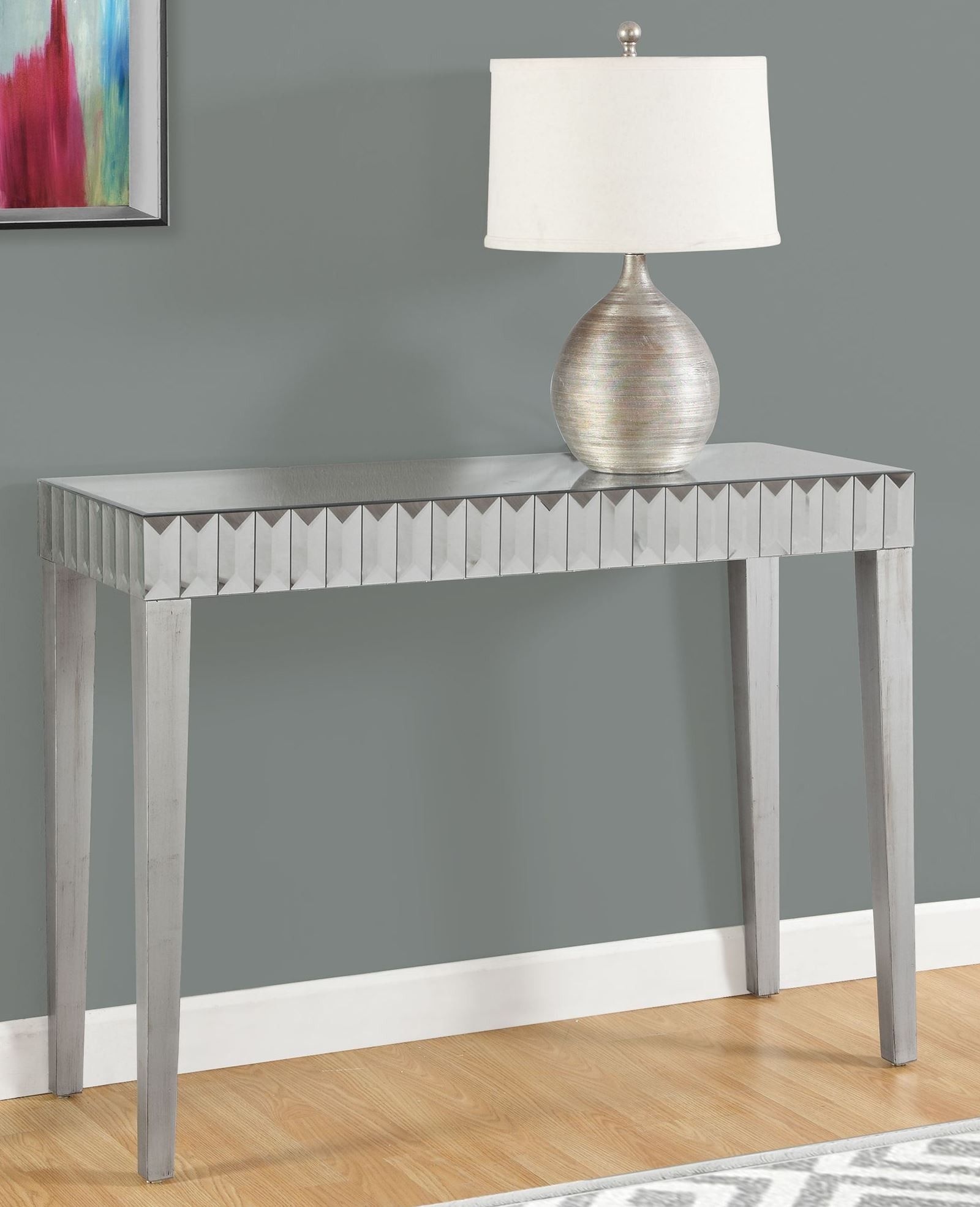 Brushed Silver 42" Console Table From Monarch | Coleman Furniture with Elmore Console Table, Silver