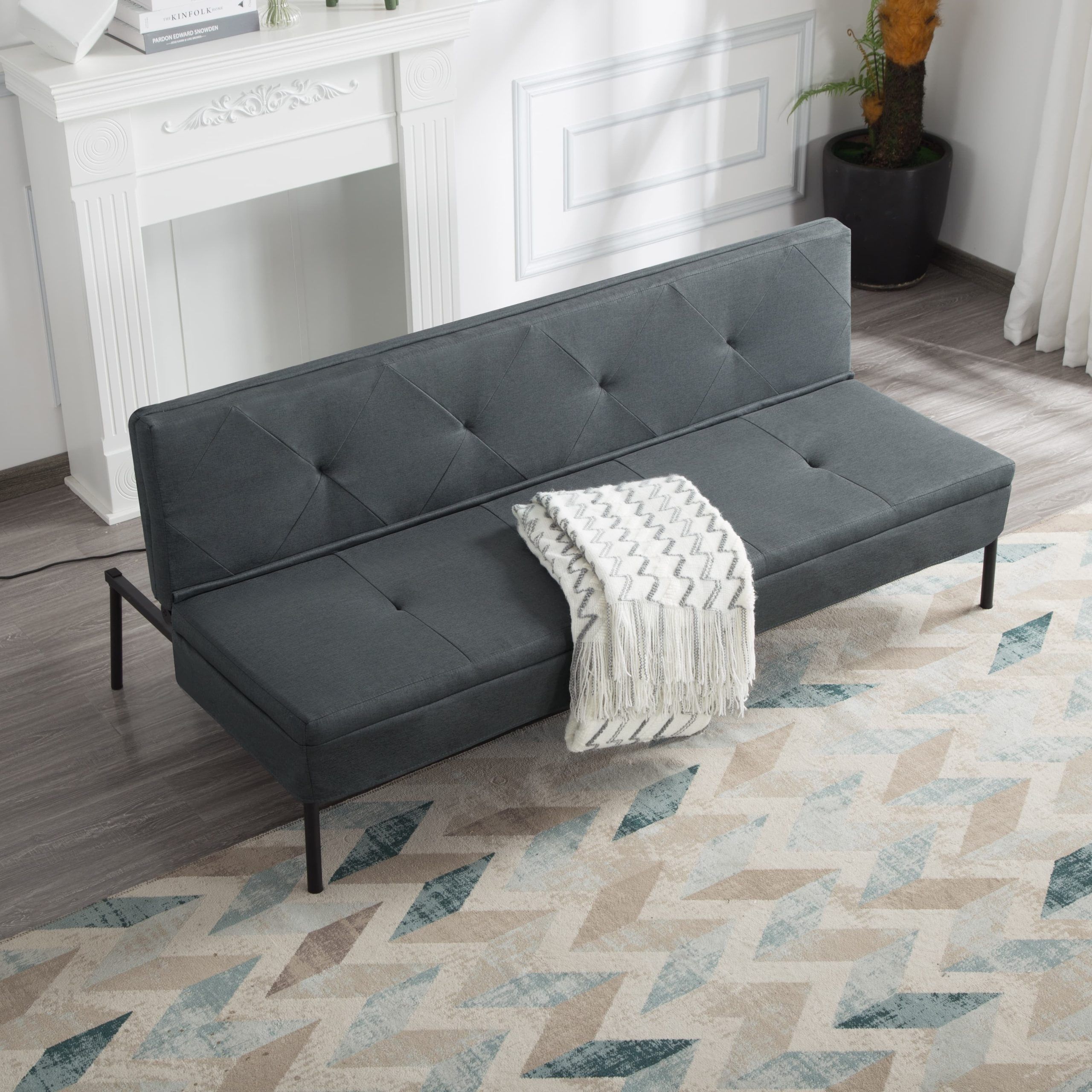 Bshti 63 Inch Convertible Sleeper Futon Sofa Bed,Polyester Fabric,All ... in The Art of Choosing the Right Gray Futon Sofa for Your Home