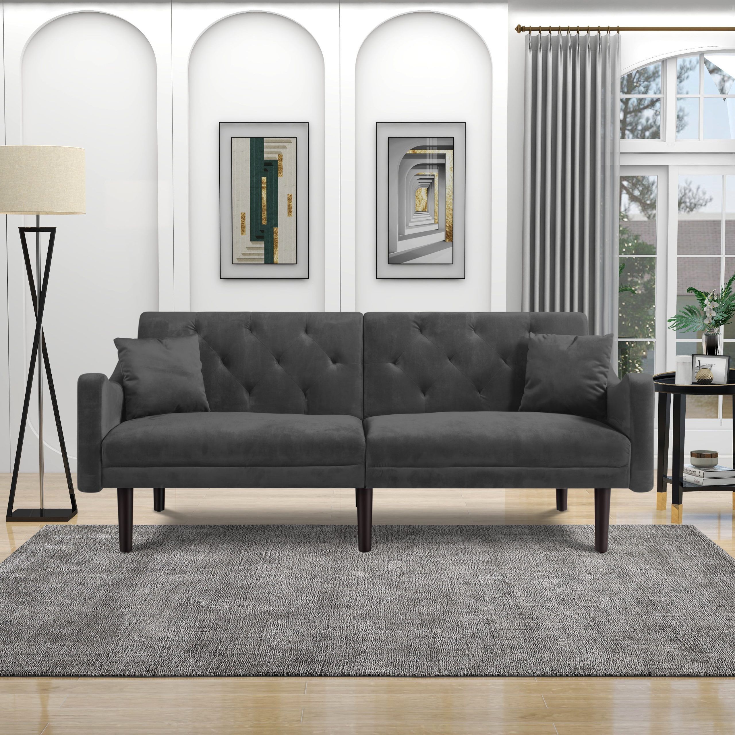 Bshti Modern Futon Sofa Bed,Convertible Velvet Sofa Sleeper Couch With ... pertaining to Care and Maintenance Tips for Your Siena Velvet Convertible Sleeper Sofa