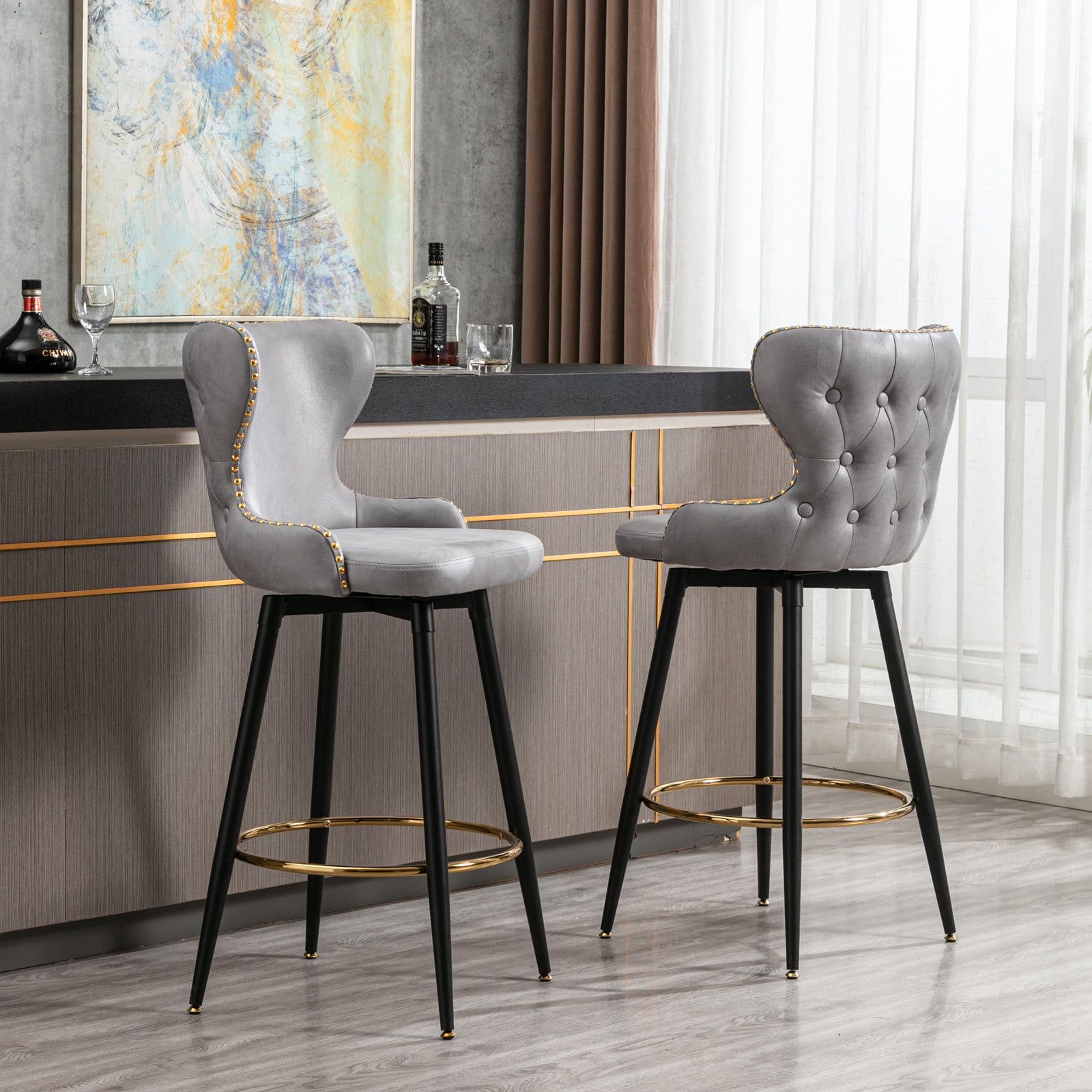 Btmway Counter Height Upholstered Bar Stools Set Of 2, Modern Bar ... pertaining to Beyond the Diner Understanding the Appeal of Velvet Bar Stools