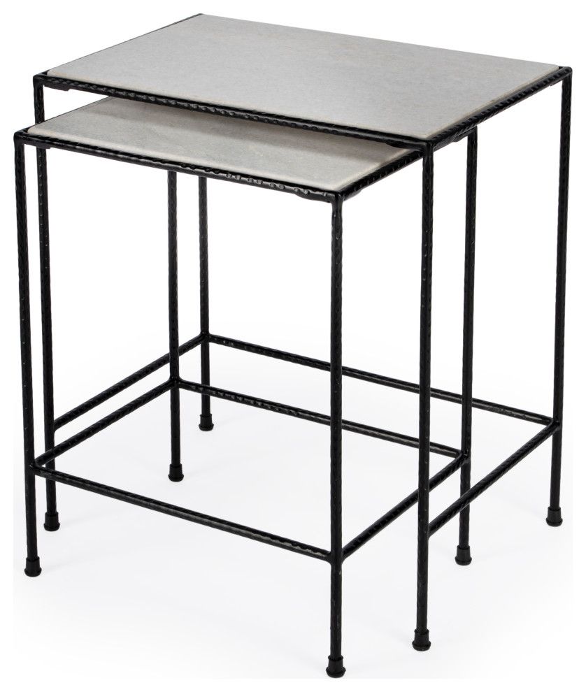 Butler Carrera Marble Nesting Tables, 2-Piece Set - Industrial - Coffee ... in Butler Carrera Marble Nesting Tables, 2-Piece Set